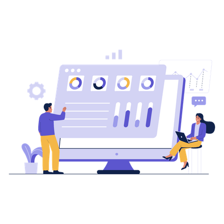 Business people doing data analysis and statistics  Illustration