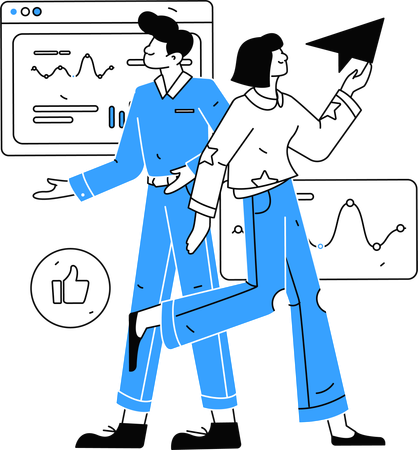 Business people doing business data analysis  Illustration