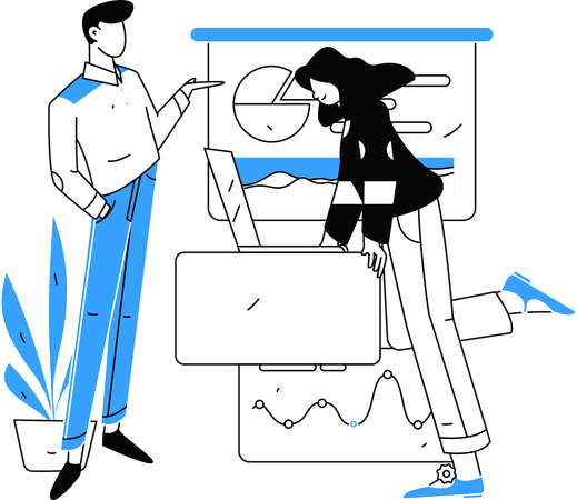 Business people doing business data analysis  Illustration