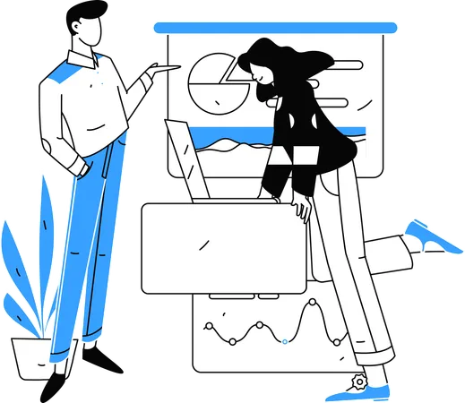 Business people doing business data analysis  Illustration