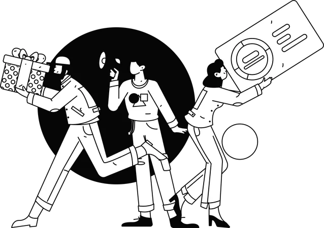 Business people doing business data analysis  Illustration