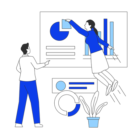 Business people doing business data analysis  Illustration