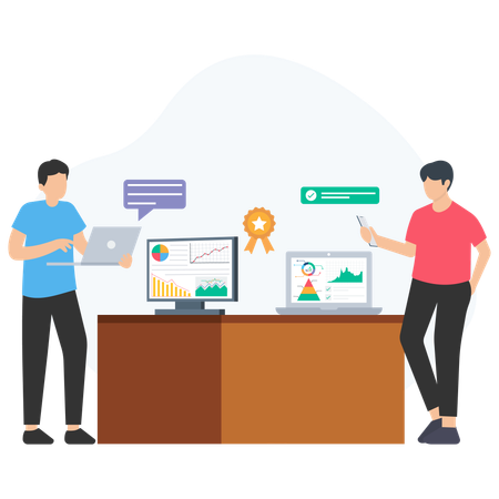 Business people doing data analysis  Illustration