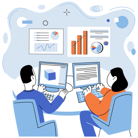 Business people doing data analysis  Illustration