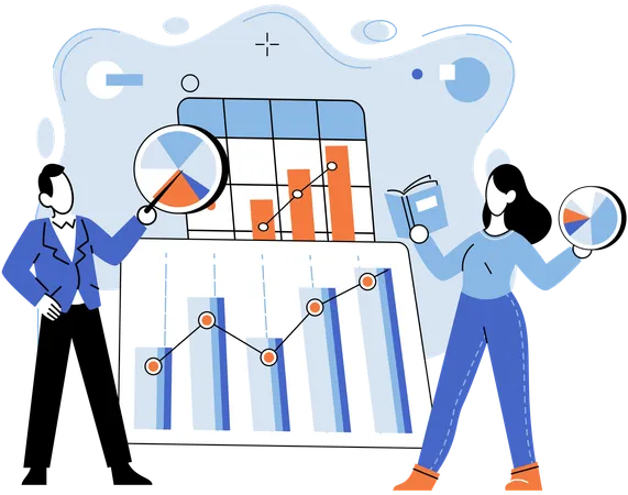 Business people doing data analysis  Illustration