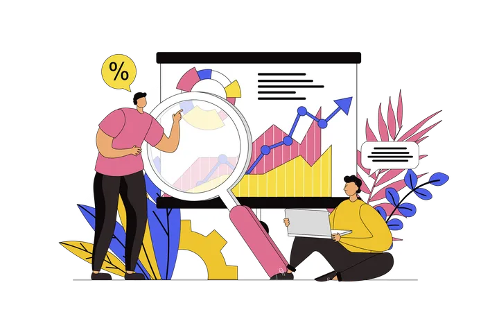 Business people doing data analysis  Illustration