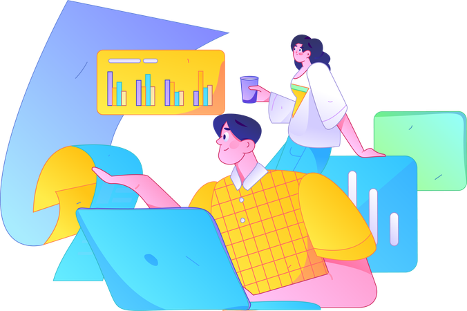 Business people doing data analysis  Illustration