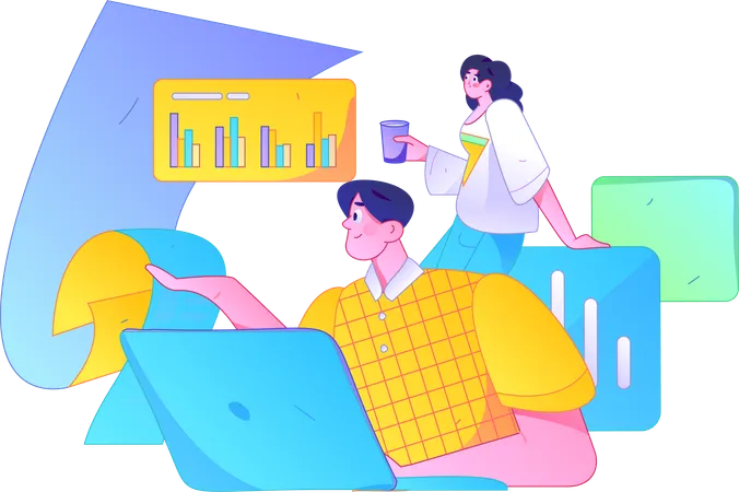 Business people doing data analysis  Illustration