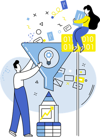 Business people doing Business Data Filter  Illustration