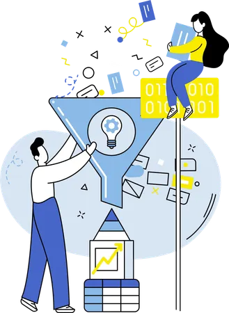 Business people doing Business Data Filter  Illustration