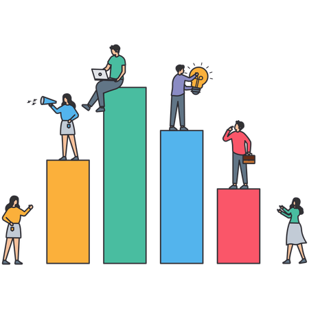 Business people doing data monitoring  Illustration