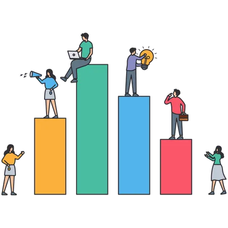 Business people doing data monitoring  Illustration