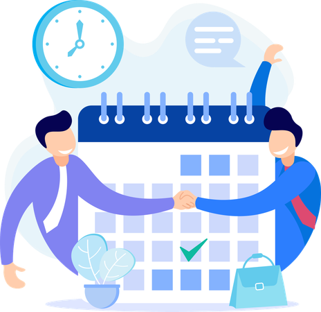 Business people doing business deal in schedule  Illustration