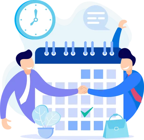 Business people doing business deal in schedule  Illustration