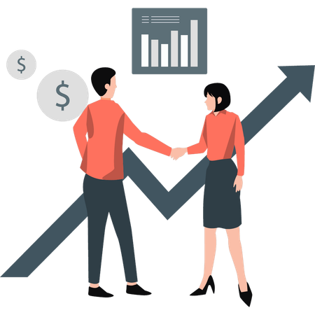 Business people doing business deal with business profit  Illustration