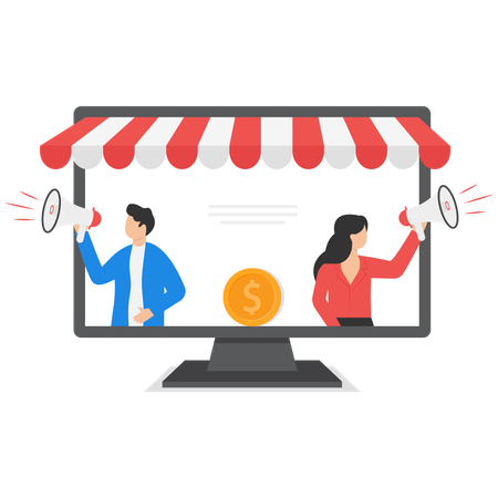 Business people doing digital marketing  Illustration