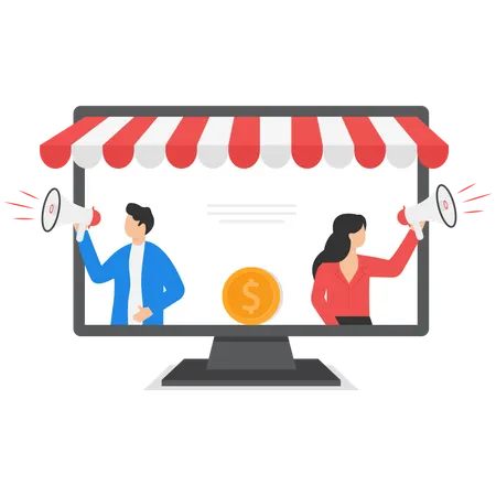 Business people doing digital marketing  Illustration