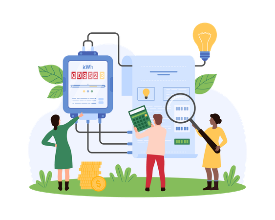 Business people doing electricity bill payment  Illustration