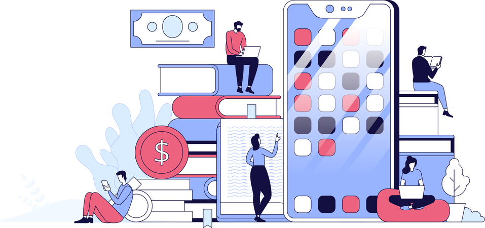 Business people doing financial calculation  Illustration