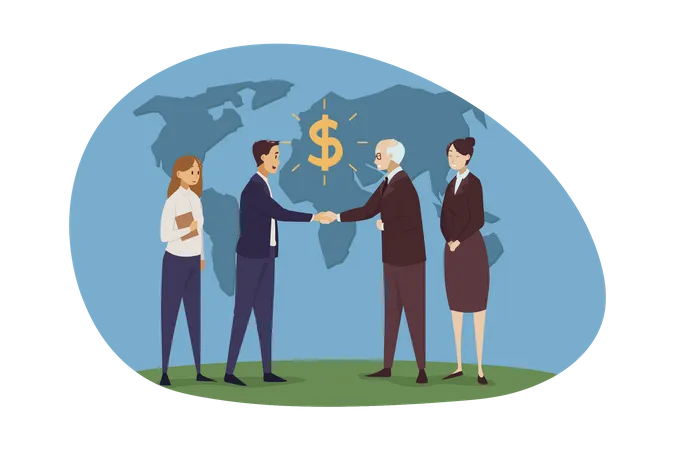 Business people doing financial deal  Illustration