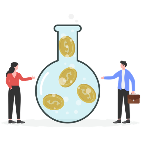 Business people doing financial experiment  Illustration