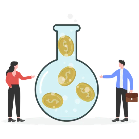 Business people doing financial experiment  Illustration