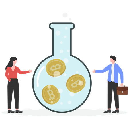 Business people doing financial experiment  Illustration