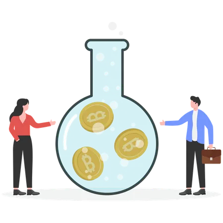 Business people doing financial experiment  Illustration