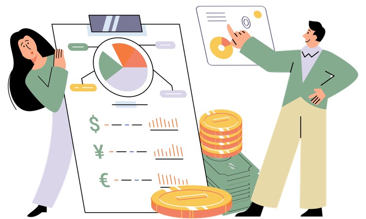 Business people doing financial investment trade  Illustration