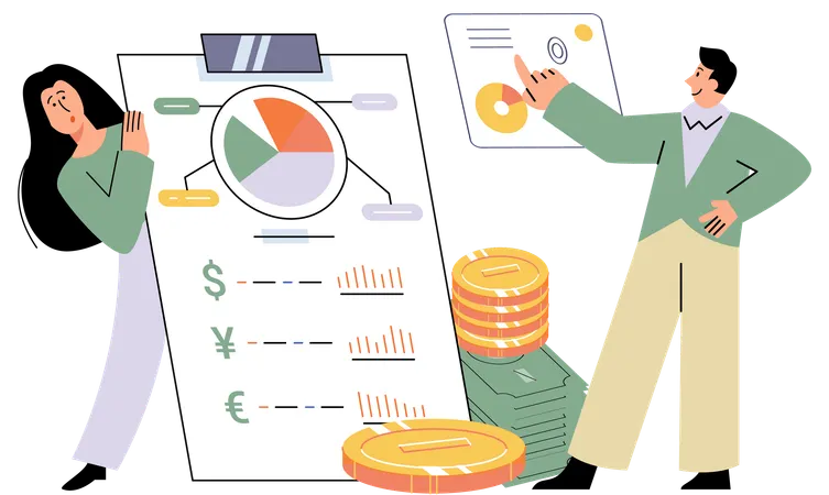 Business people doing financial investment trade  Illustration
