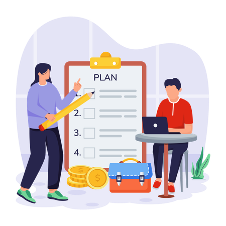 Business people doing financial planning  Illustration