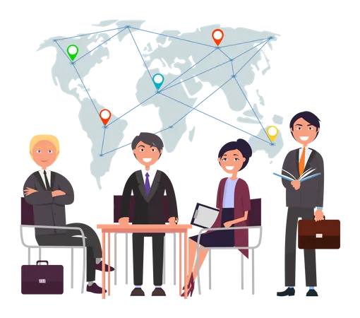 Business people doing global business  Illustration