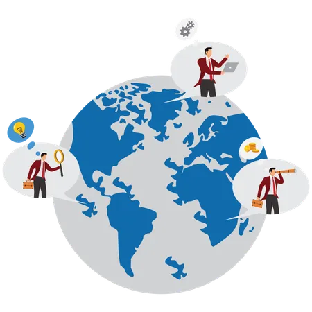 Business people doing global communication  Illustration