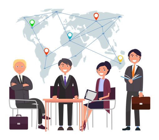 Business people doing global business  Illustration