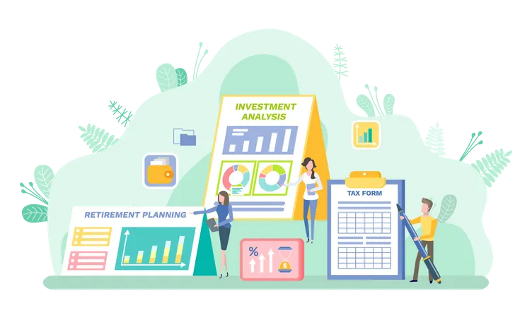 Business people doing investment analysis  Illustration