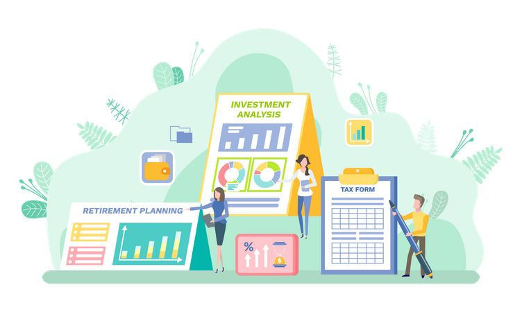 Business people doing investment analysis  Illustration