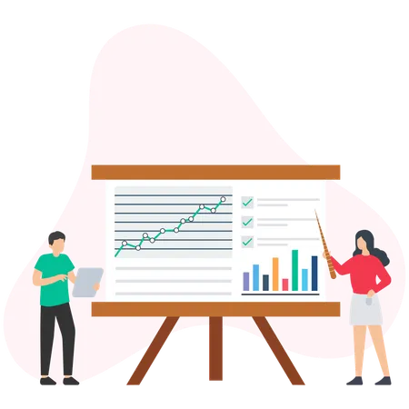 Business people doing market analysis  Illustration