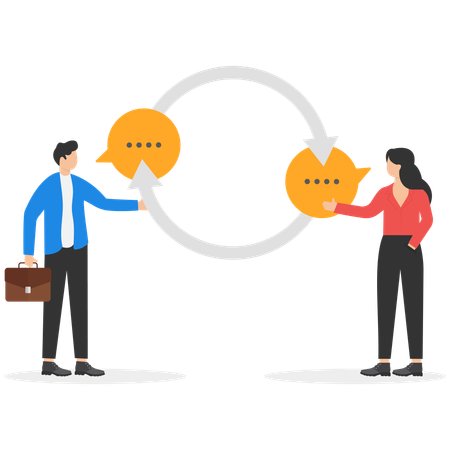 Business people doing message exchange  Illustration