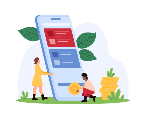Business people doing mobile payment  Illustration