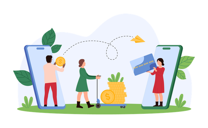 Business people doing money transfer  Illustration