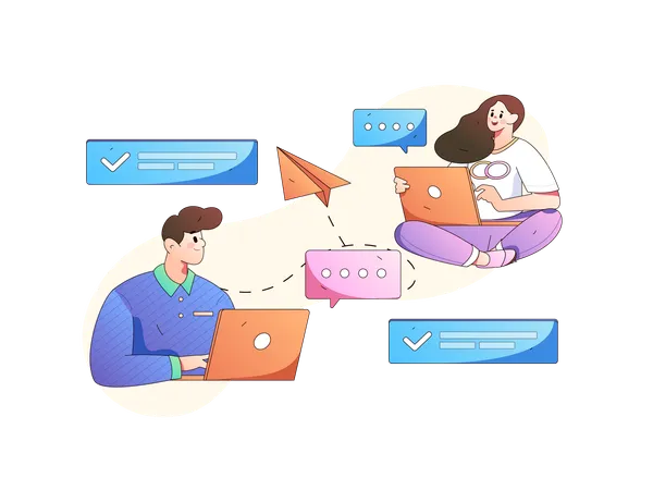 Business people doing online business discussion  Illustration