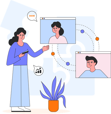 Business people doing Online Collaboration  Illustration