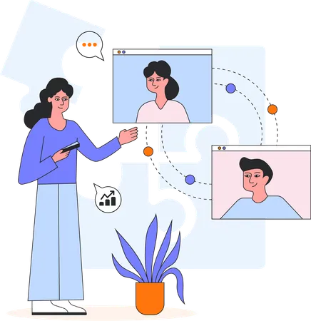 Business people doing Online Collaboration  Illustration