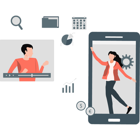 Business people doing Online business collaboration  Illustration