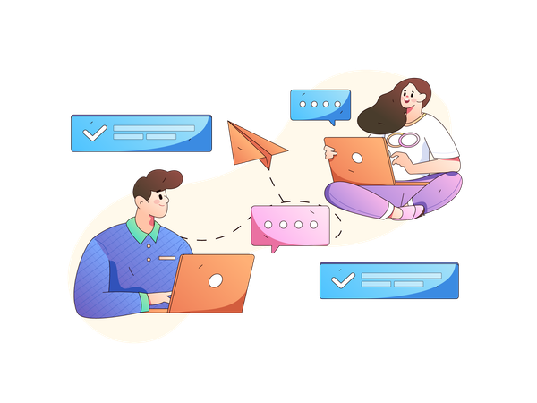 Business people doing online business discussion  Illustration