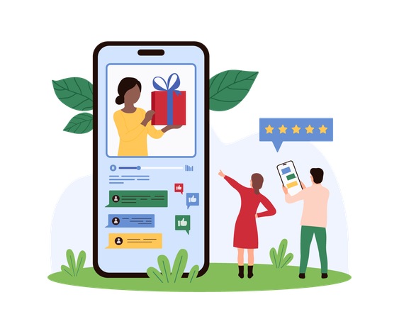 Business people doing online giveaway  Illustration