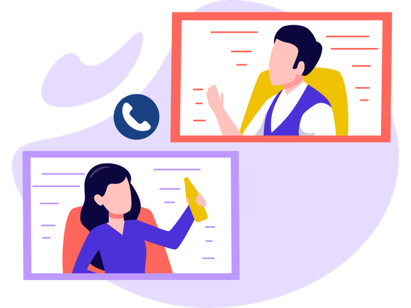 Business People Doing Online meeting  Illustration