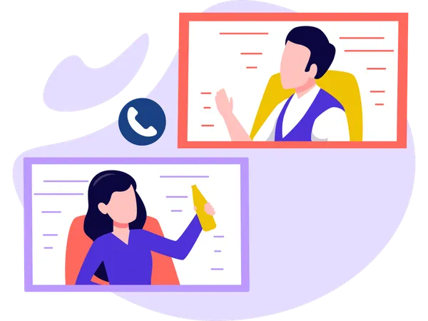 Business People Doing Online meeting  Illustration