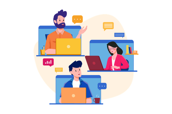 Business People Doing Online Meeting Illustration