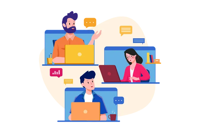 Business People Doing Online Meeting  Illustration